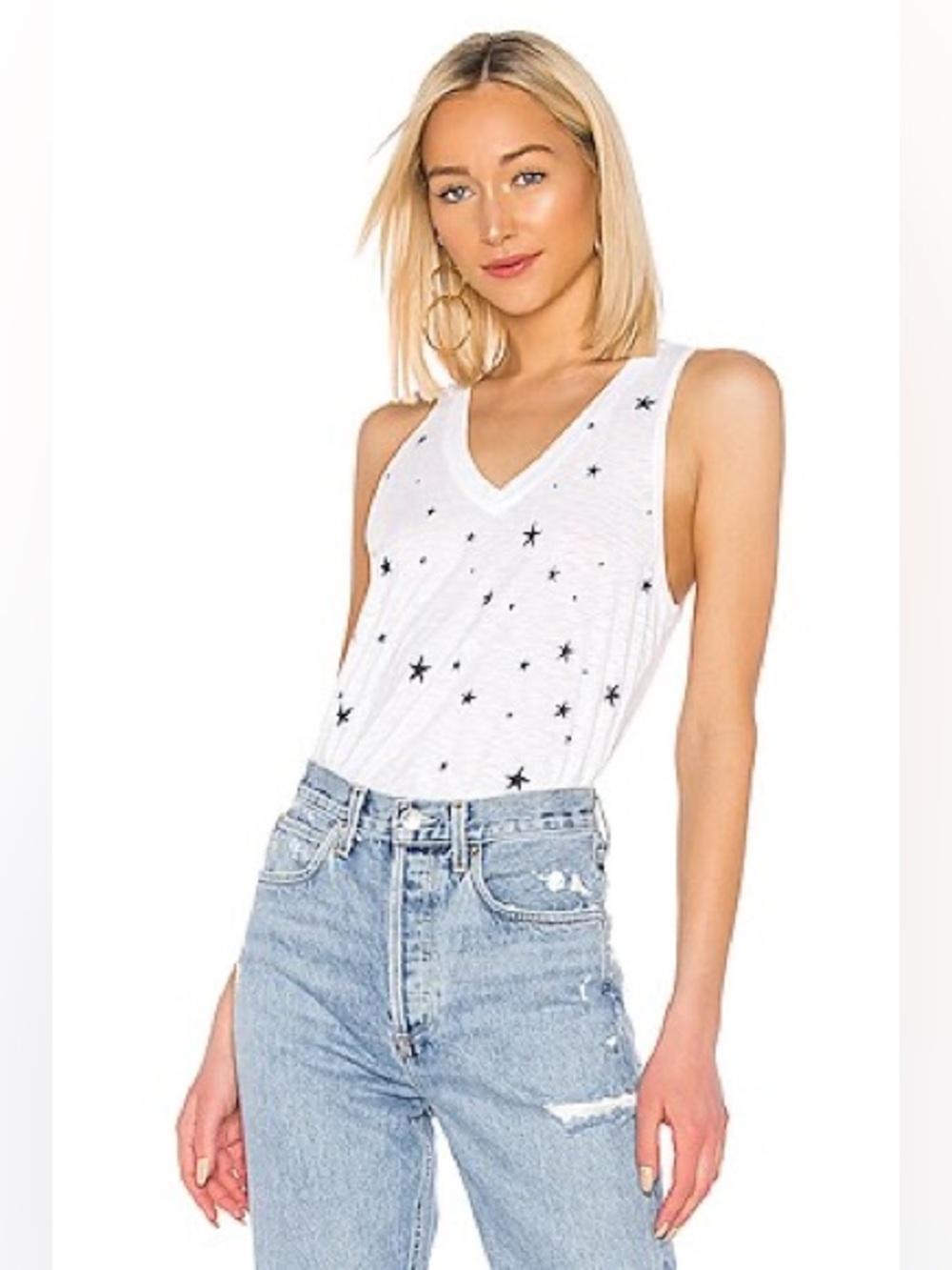 Sundry Falling Stars V Neck Tank